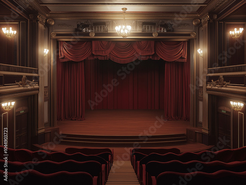 Scena teatralna z kurtyną photo