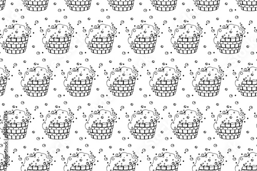Sauna accessories sketch vector background. Hand drawn spa elements collection. Doodle sauna seamless pattern on white background.