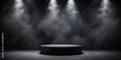 Dark Stage with Spotlight and Smoke for Product Display