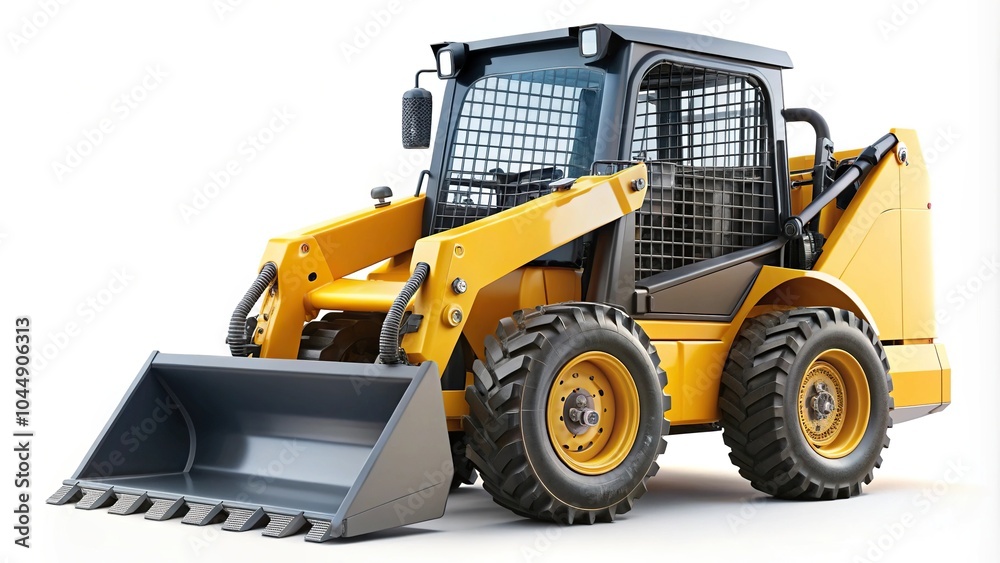 Skid loader with shallow depth of field isolated on white background Skid loader with shallow depth of field isolated on white background