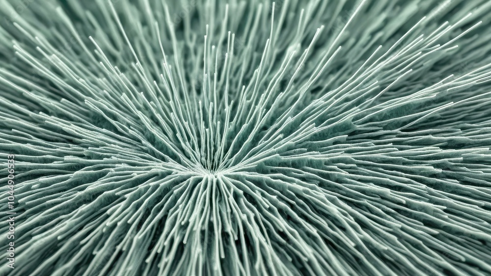 Obraz premium White sepiolite mineral detailed structure photograph. Professional studio lighting revealing intricate fibrous patterns and natural curves. High-resolution mineral macro photography black background