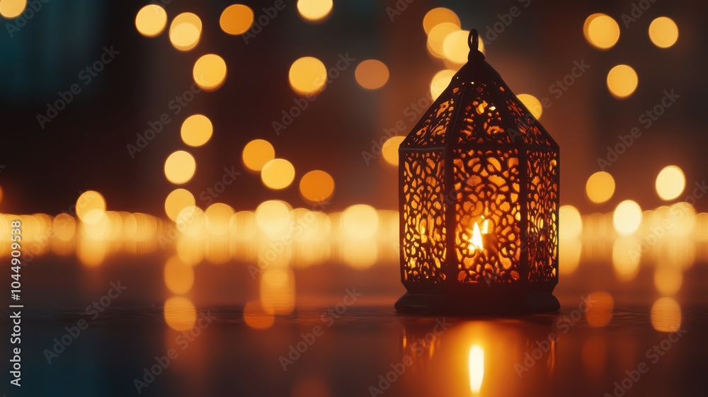 Warm and glowing Diwali lantern with intricate patterns, casting soft shadows and set against a blurred background of festive lights for a magical scene. Diwali Warm and glowing Diwali lantern with intricate patterns, casting soft shadows and set against a blurred background of festive lights for a magical scene. Diwali