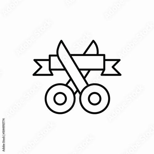 ribbon cut opening icon sign vector