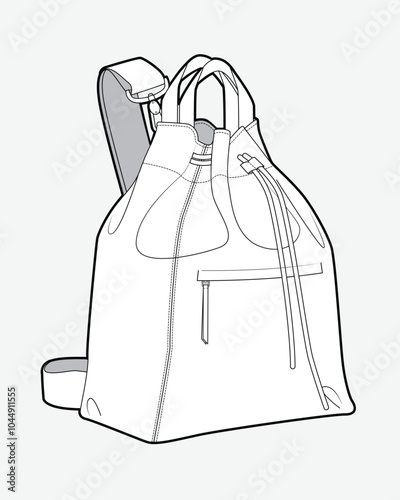 Duffel backpack design technical drawing by adobe illustrator.