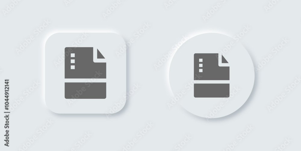 Format solid icon in neomorphic design style. File type signs vector illustration. Format solid icon in neomorphic design style. File type signs vector illustration.