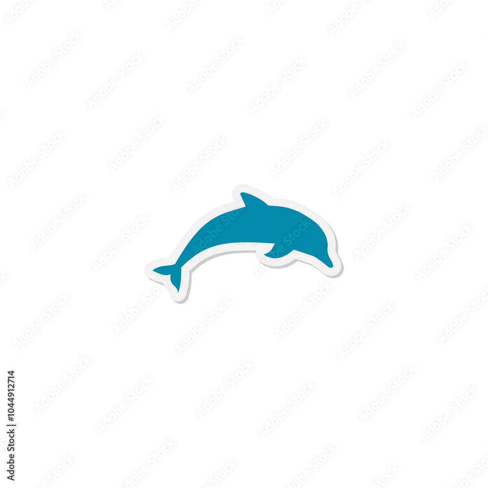 Fototapeta premium Dolphin sticker icon isolated on transparent background