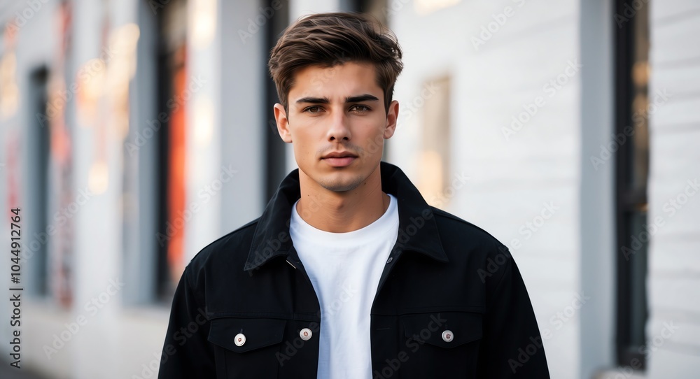 Obraz premium caucasian young man urban streetwear bright background wearing fashion portrait