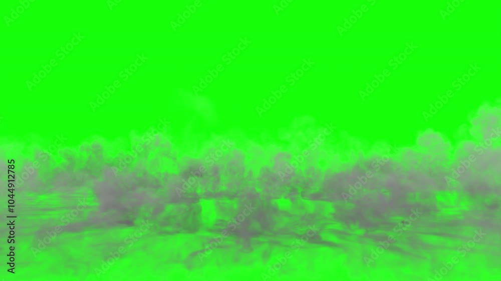 shock wave on green background. 3d animation of a smoke shock wave. smoke explosion on the ground. burst of smoke isolated. wave of smoke