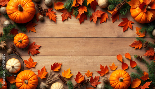 Thanksgiving frame decoration background. 5000x2857px. photo