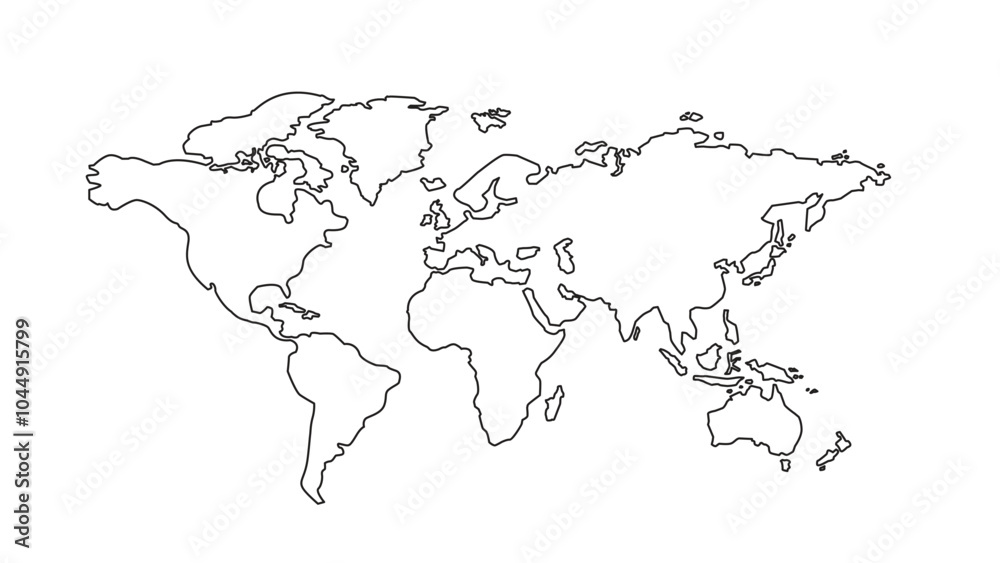 world map in line art world map in line art