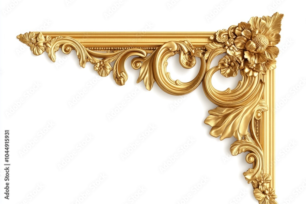 A decorative gold frame adorned with floral patterns A decorative gold frame adorned with floral patterns