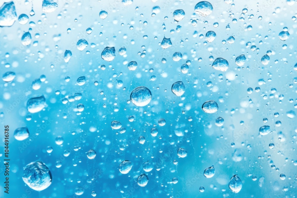 Refreshing water drops on cool blue background Refreshing water drops on cool blue background