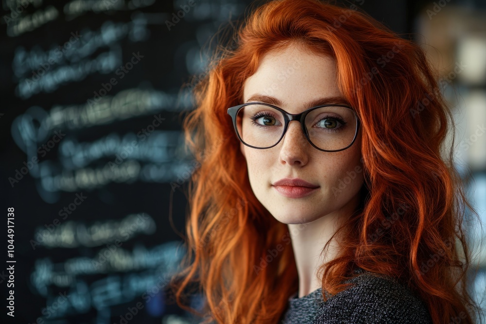 Female Professor. Portrait of a Woman Professing New Technologies in College Classroom Female Professor. Portrait of a Woman Professing New Technologies in College Classroom