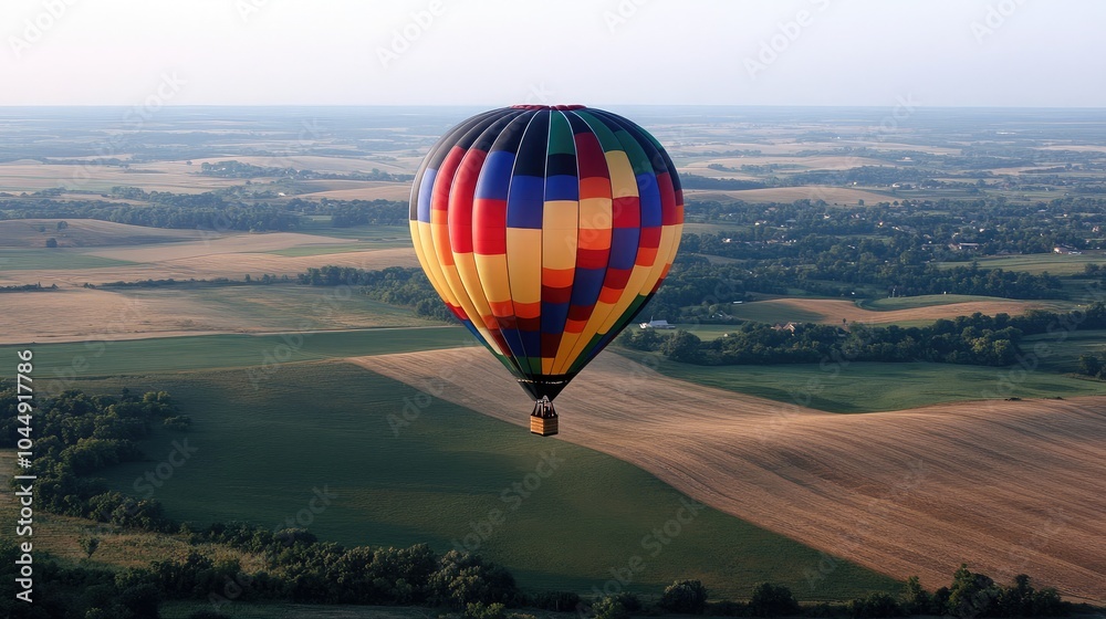 Obraz premium Colorful Hot Air Balloon Over Scenic Landscape