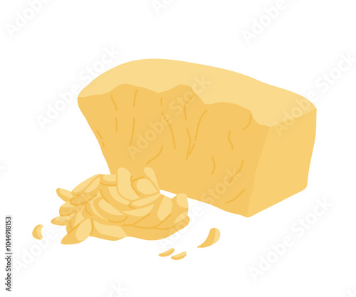 Various types of cheese realistic vector illustration. parmesan cheese isolated on white background. Curd product for design, recipe book, advertising or restaurant menu