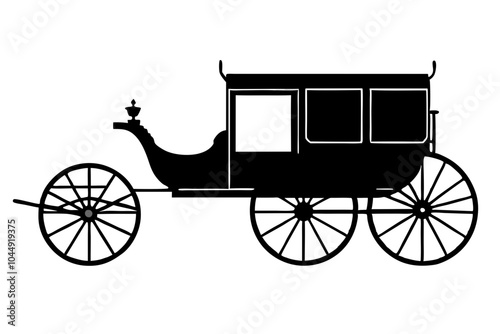 Vintage Carriage Antique Car | isolated vector silhouette illustration on white background