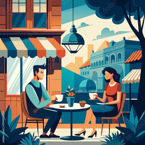 couple drinking coffee in cafe