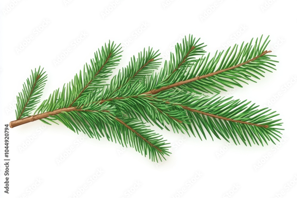 Vibrant green pine branch isolated on white background Vibrant green pine branch isolated on white background