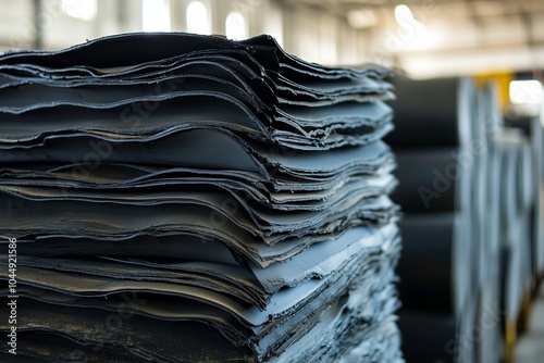 Stacked Rubber Sheets in Industrial Factory for Manufacturing and Processing