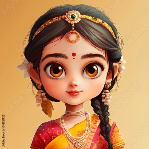 a cartoon chalta with a calm expression photo