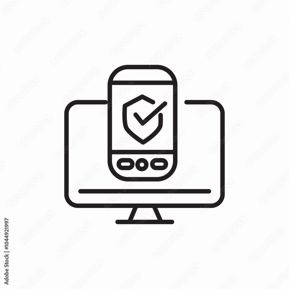 computer phone connection safety icon sign vector computer phone connection safety icon sign vector