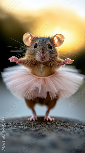 petite souris portant un tutu de danse en train de danser à l'opéra photo