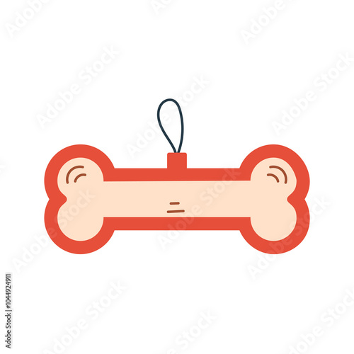 Bone Christmas Bauble. Xmas decoration for dogs and pets. Hanging holiday ornament for veterinary. Isolated vector illustration