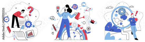 Logical analysis vector illustration. In garden strategy, flowers success bloom under meticulous care logical analysis Intelligence is north star guiding us through darkness