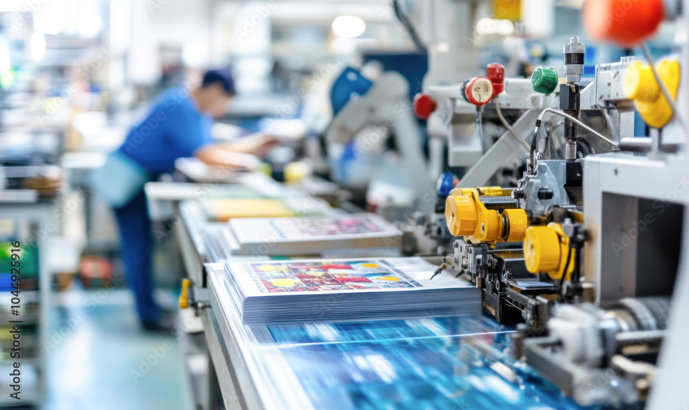 Fototapeta premium A factory with a man working on a machine
