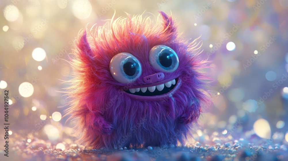 A cute and fluffy monster with a big smile. A cute and fluffy monster with a big smile.