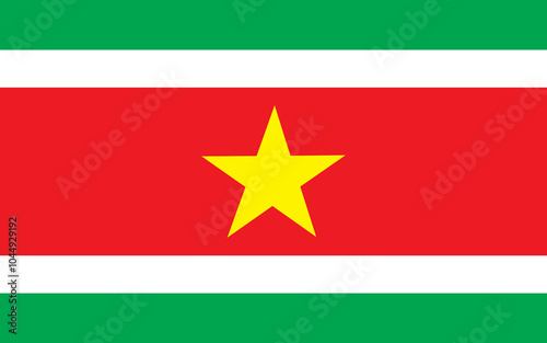 Vector Illustration of the National Flag of the Republic of Suriname