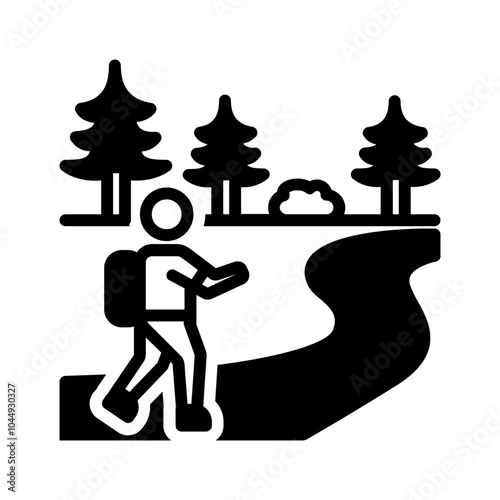 Vector solid black icon for Hiking trails