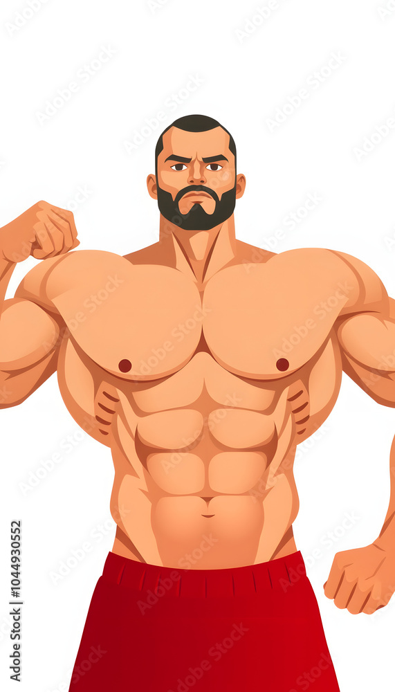 Strong Athletic Man  showing big biceps and abdominal muscles isolated with white highlights, png
