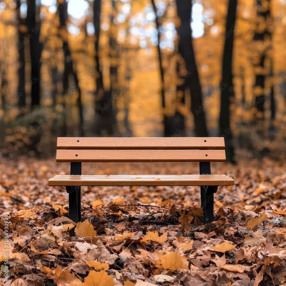 Empty bench in a tranquil autumn forest Empty bench in a tranquil autumn forest