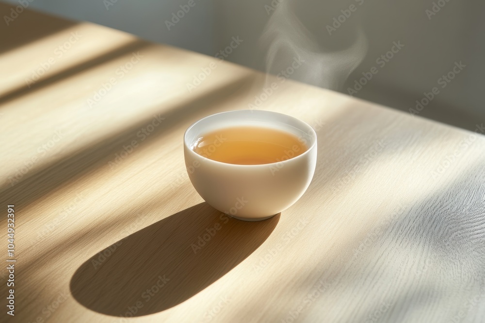 A minimalist photograph of a steaming cup of oolong tea, perfect for a relaxing morning moment Generative AI A minimalist photograph of a steaming cup of oolong tea, perfect for a relaxing morning moment Generative AI