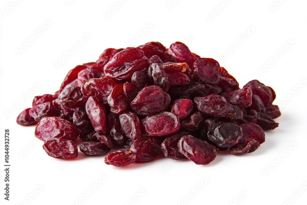 Dried Cranberries. Closeup of Sweet and Natural Cranberry Heap on White Background Dried Cranberries. Closeup of Sweet and Natural Cranberry Heap on White Background