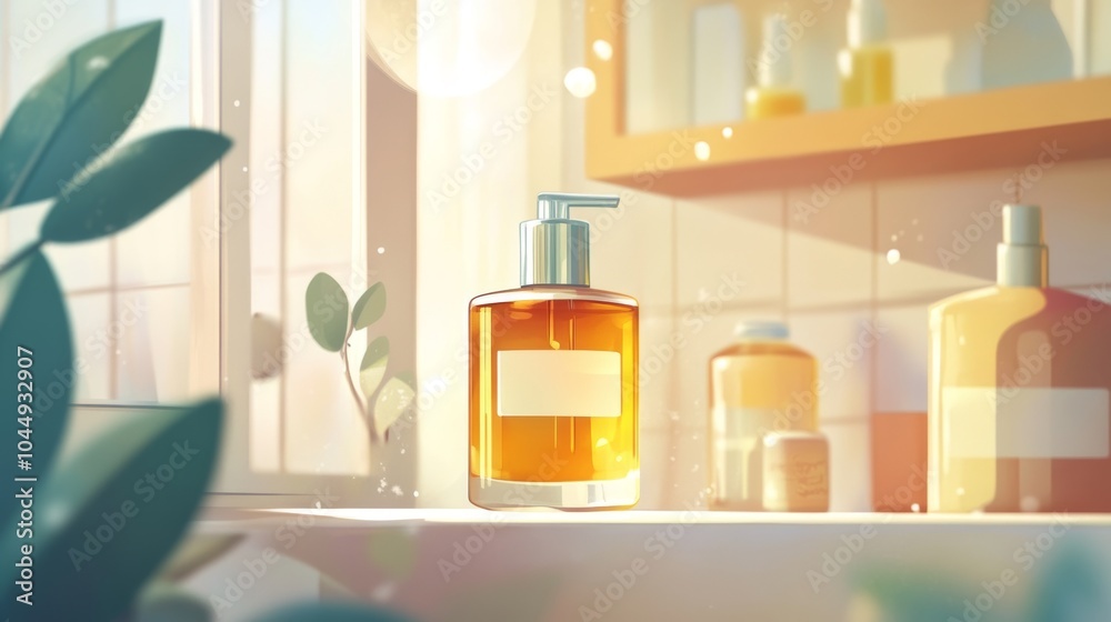 Applying Winter Skincare Oil in a Modern Bathroom Generative AI