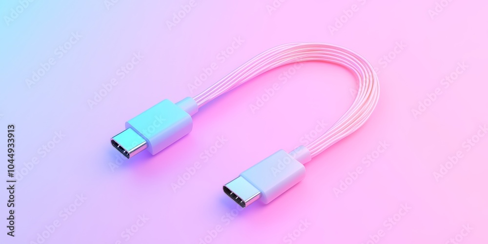 Fototapeta premium Minimal Isometric USB C Cable for Tech and Gadget Illustrations Generative AI