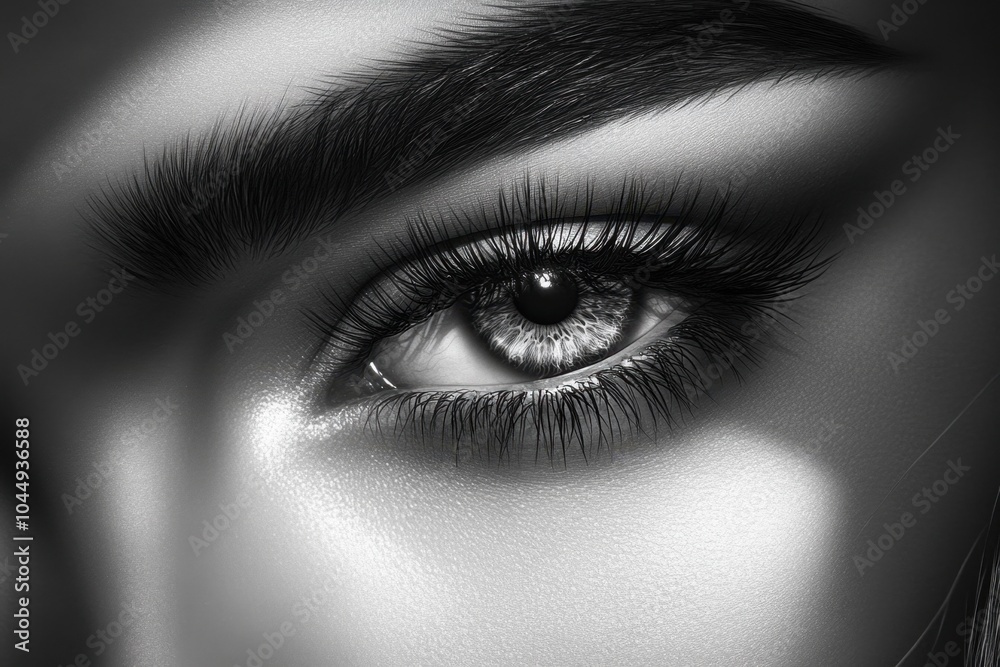 Captivating close-up of human eye in monochrome tones Captivating close-up of human eye in monochrome tones