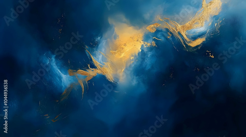 Abstract Blue and Gold Swirls Illustration