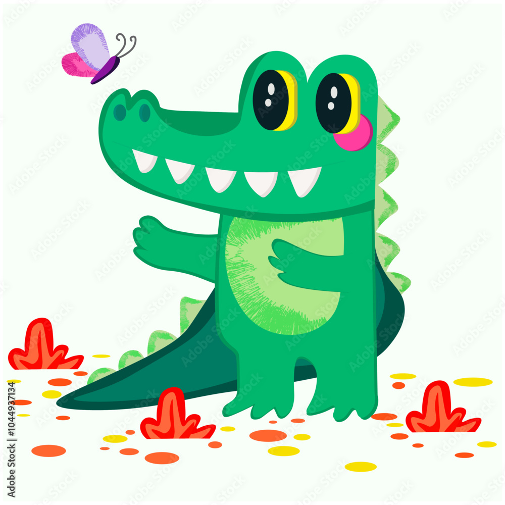 Obraz premium Vector image of a green crocodile