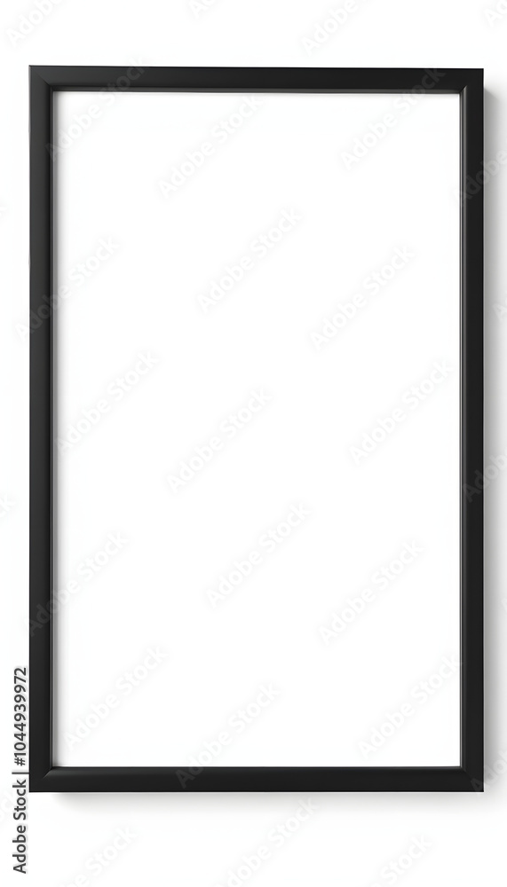 Picture poster frame isolated black frame. Blank portfolio mockup A-standard size format isolated with white highlights, png Picture poster frame isolated black frame. Blank portfolio mockup A-standard size format isolated with white highlights, png
