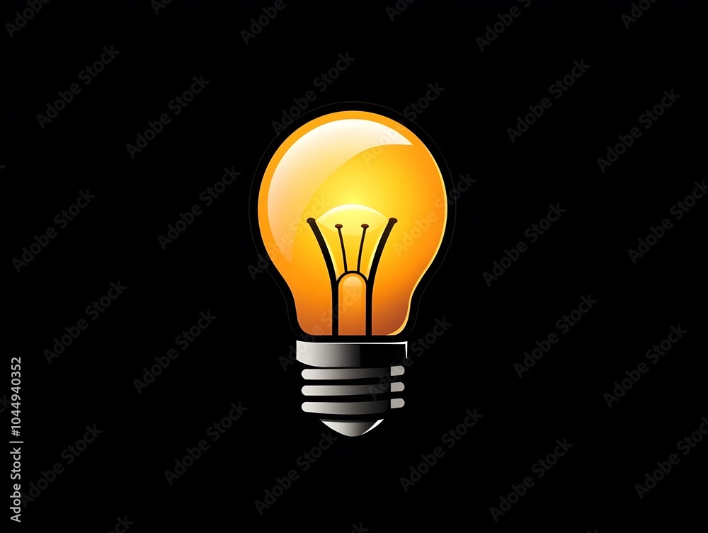 Yellow Light bulb Electricity innovation idea Icon Logo Symbol Yellow Light bulb Electricity innovation idea Icon Logo Symbol