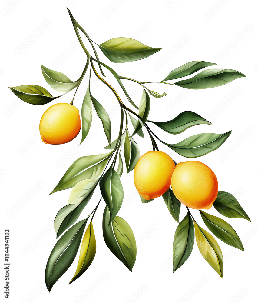 custom made wallpaper toronto digitalWatercolor lemons. Hand drawing ripe lemon branches with green leaves. Wreath, frame illustration.