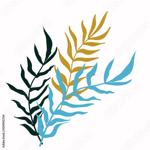 Wallpaper Mural Palm branches collected in a bouquet. Flat color design Torontodigital.ca