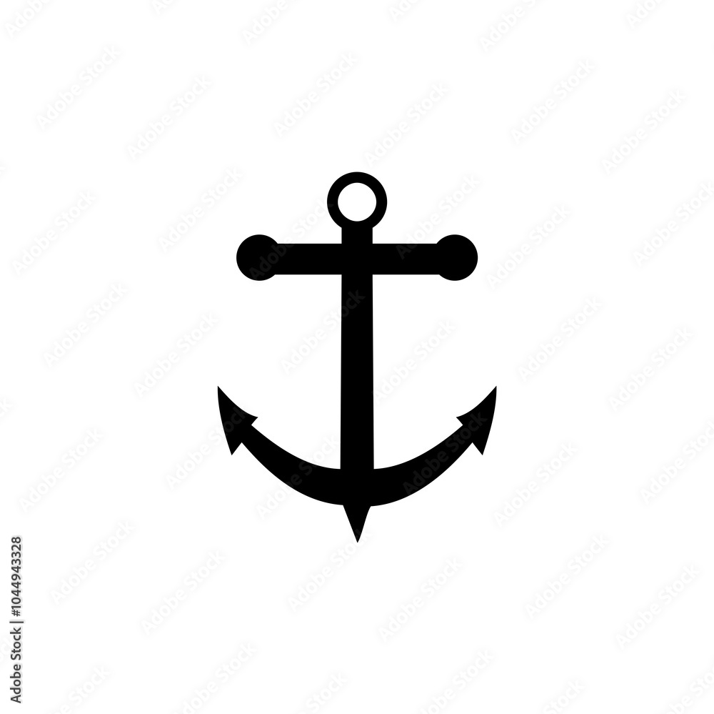 Anchor black icon. Anchor shape symbol isolated on white background. Anchor black icon. Anchor shape symbol isolated on white background.