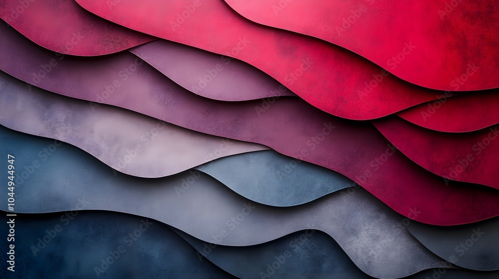 Obraz premium Overhead view of layered black paper sheets against a rich burgundy backdrop, creating a bold contrast, Minimalist, Creative Resource, Vibrant Colors, Design Inspiration