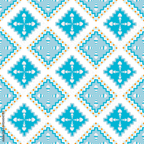 seamless pattern with shapes blue color