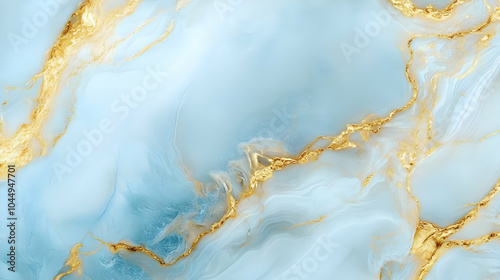Abstract Blue and Gold Marb...