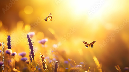 Two Butterflies Flying in a...
